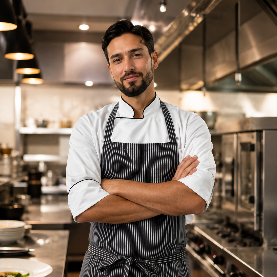 Chefs profesionales con uniformes MV Manufacturas
