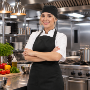 Delantal Peto Antifluido Negro | Uniforme Cocina