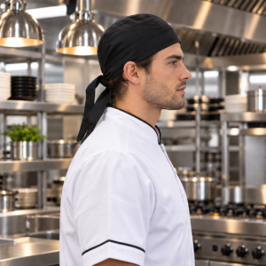 Cofia Antifluido Negro Uniforme Cocina