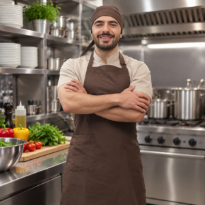 Delantal Peto Antifluido Café | Uniforme Cocina