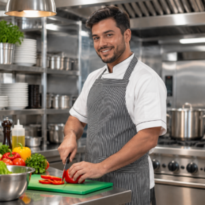Delantal Peto Antifluido Rayas | Uniforme Cocina