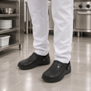Calzado Evacol con Tira Negro | Antideslizante Cocina